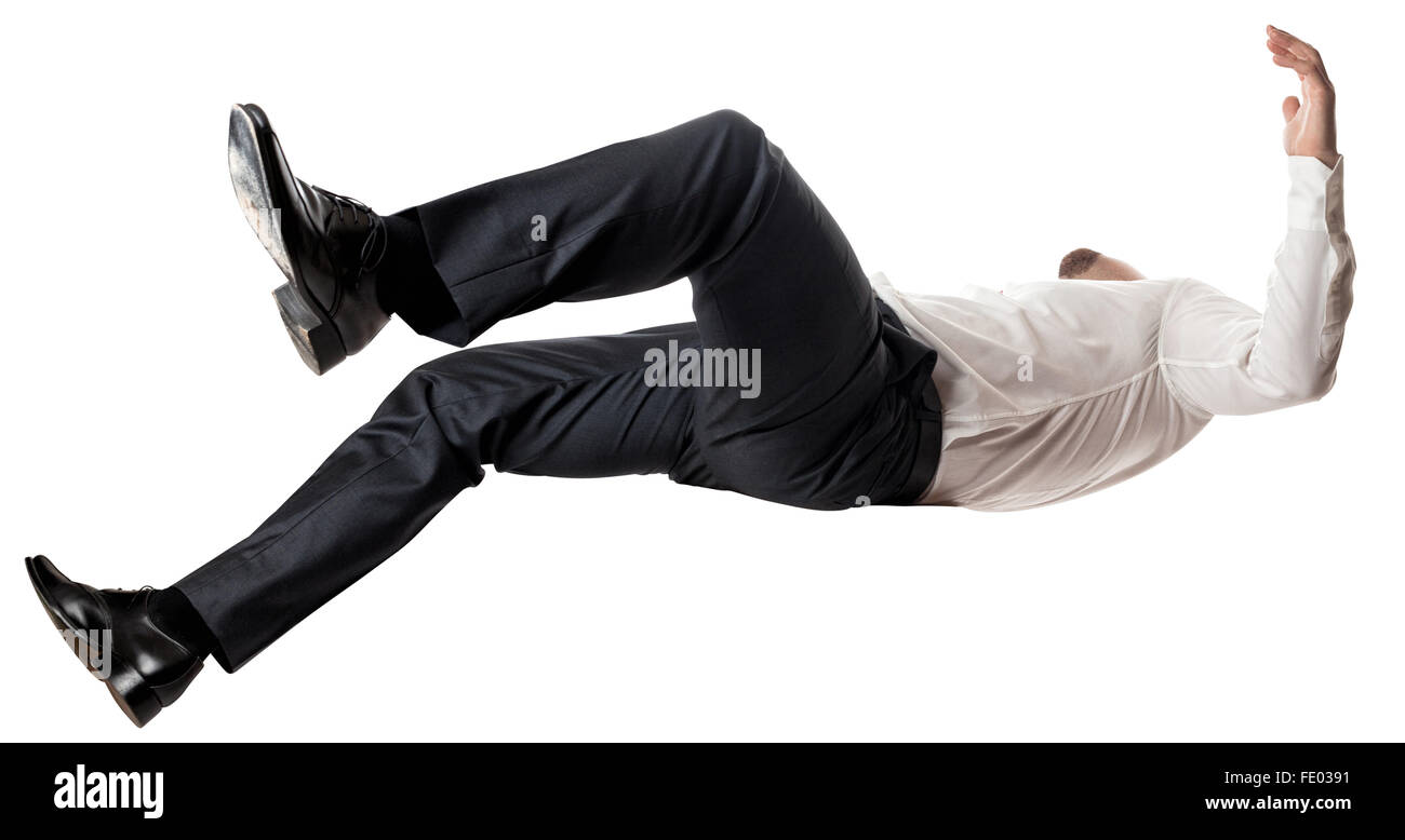 L'homme tomber isolated on white Banque D'Images