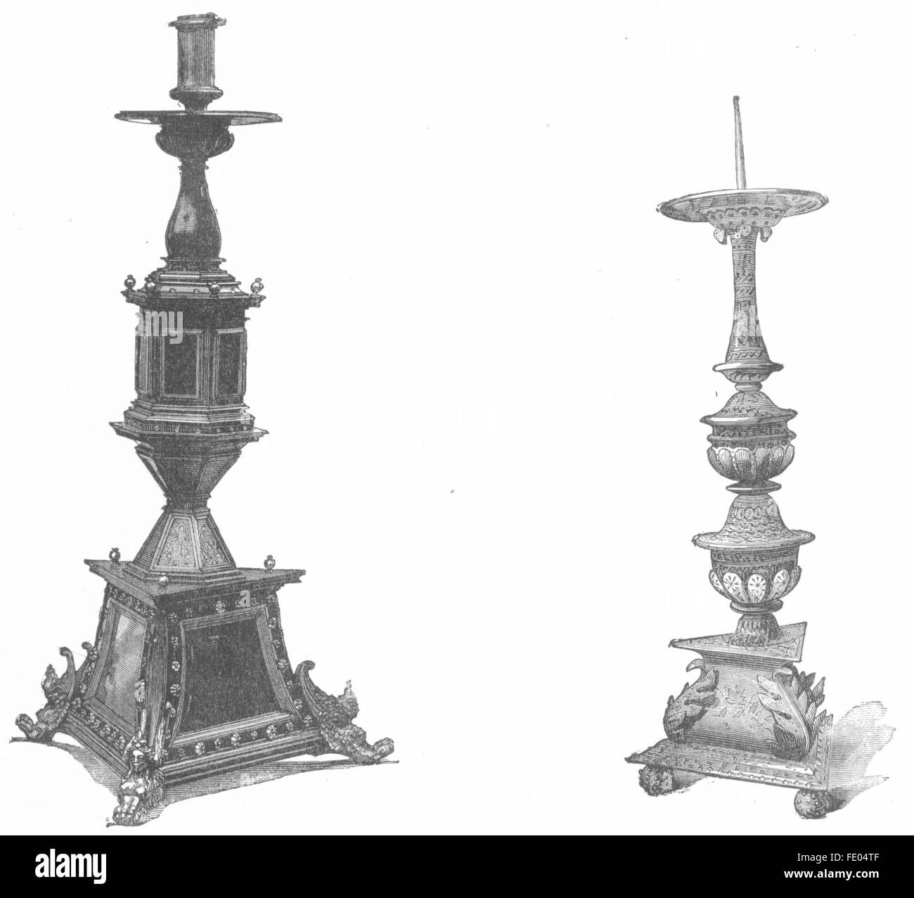 Venise : autel Bronze chandelier, 15ème siècle, antique print 1880 Banque D'Images