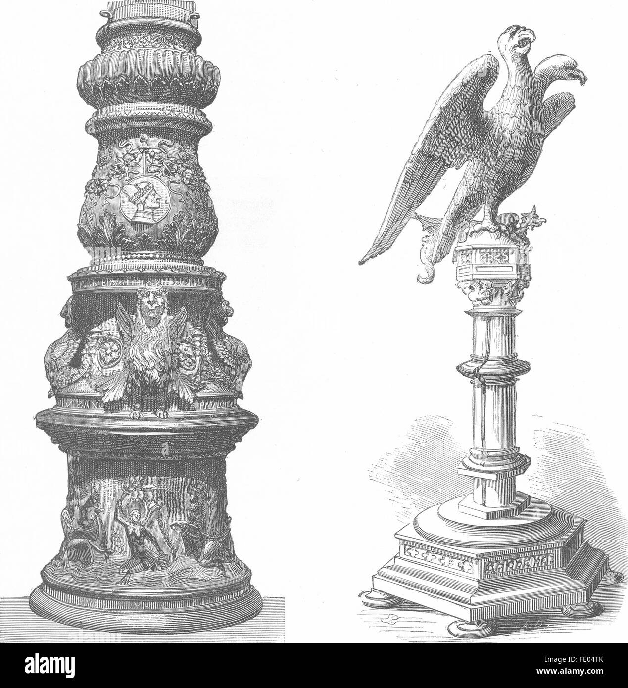 Venise : Socle ; lutrin Byzantine, Morosini, antique print 1880 Banque D'Images