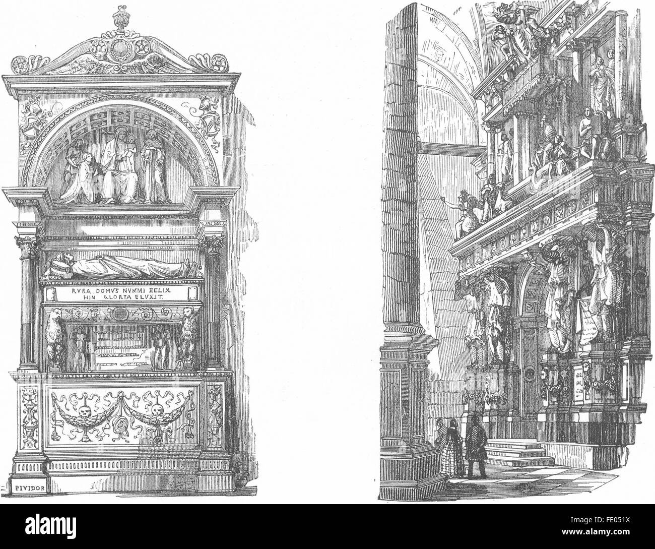 Venise : Jacopo Suriano de Rimini ; Pesaro-Longhena, antique print 1880 Banque D'Images