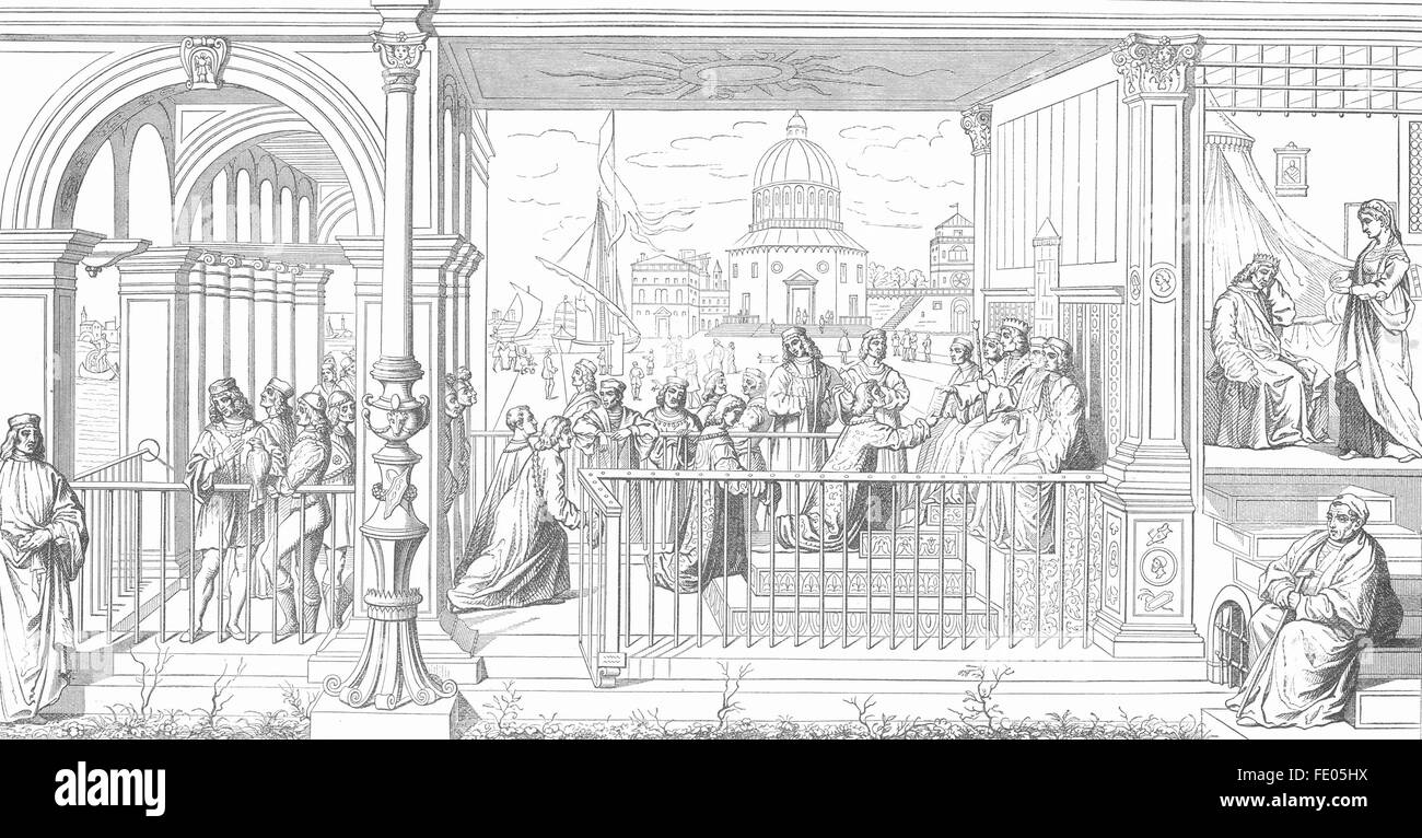 Venise : UK : Le roi demande Donato au mer Ursula-Carpaccio, antique print 1880 Banque D'Images
