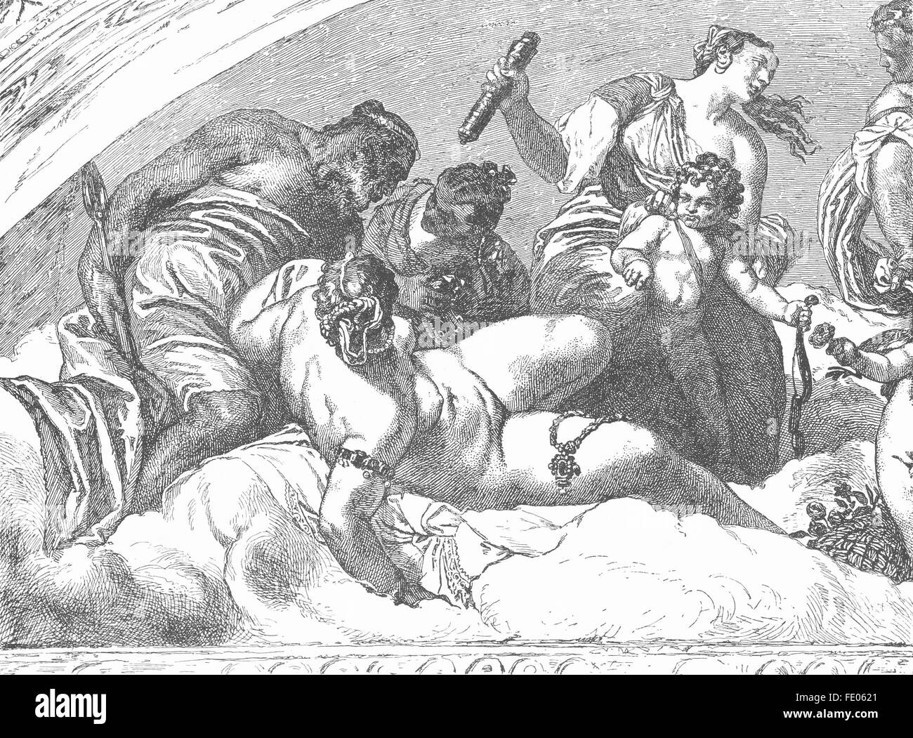 Venise : Olympus-Veronese(fresque, Villa Barbaro), antique print 1880 Banque D'Images