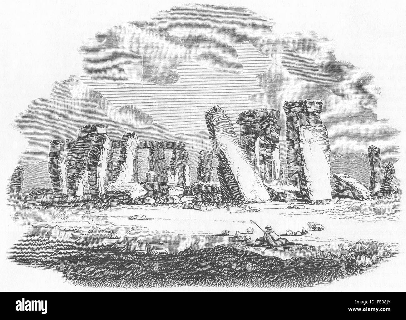 WILTS : Stonehenge, antique print 1845 Banque D'Images