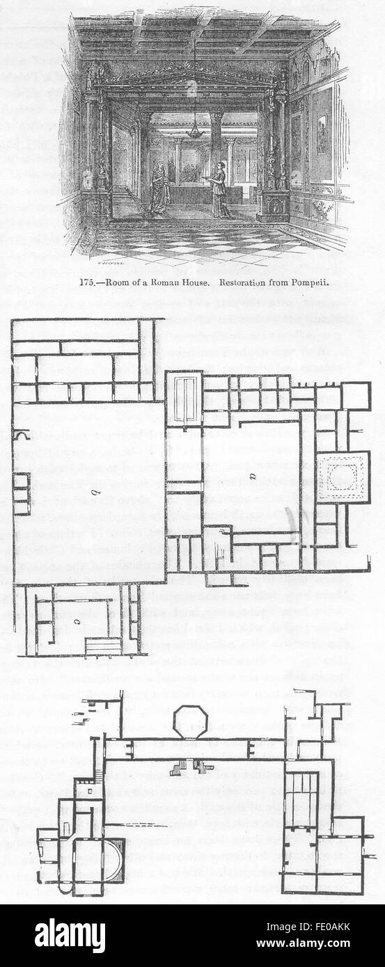 VILLA ROMAINE : Gt ; Woodchester dit Witcombe, Glos, antique print 1845 Banque D'Images