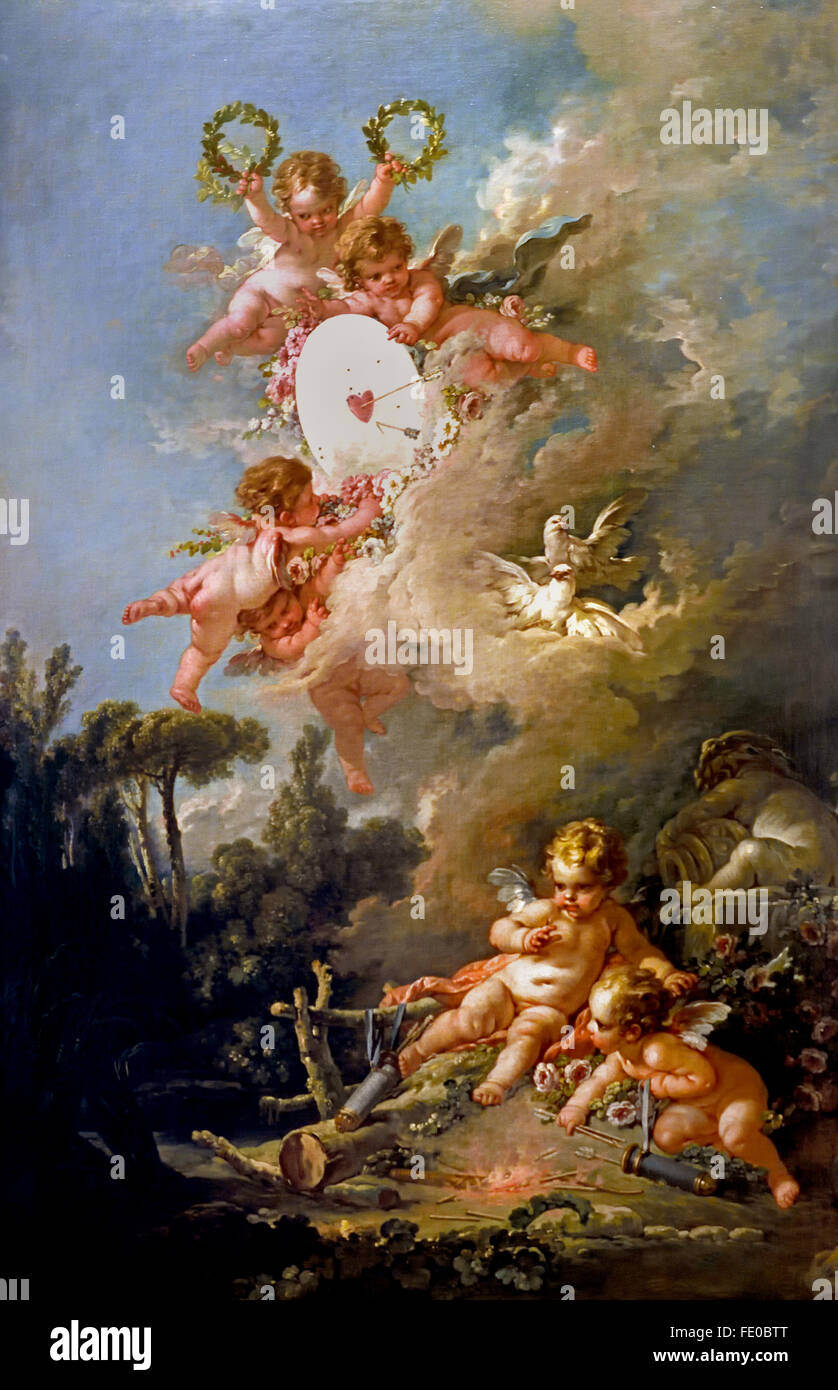 LA CIBLE D'AMOUR -L'OBJECTIF DE L'AMOUR 1758 François Boucher (1703-1770) France French Banque D'Images