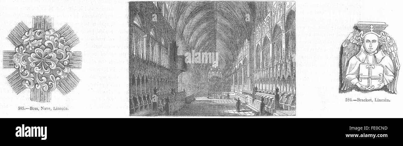 LINCS : Patron, nef, la cathédrale de Lincoln ; support ; ancien , 1845 Banque D'Images
