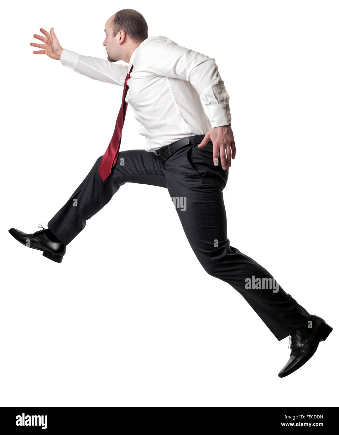 Jumping man isolated on white Banque D'Images