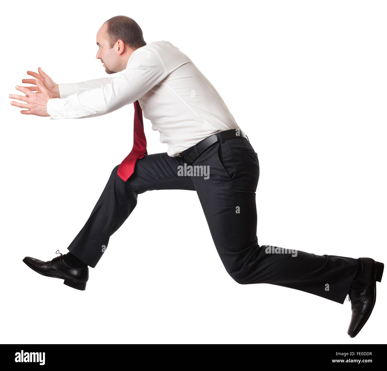 Jumping man isolated on white Banque D'Images