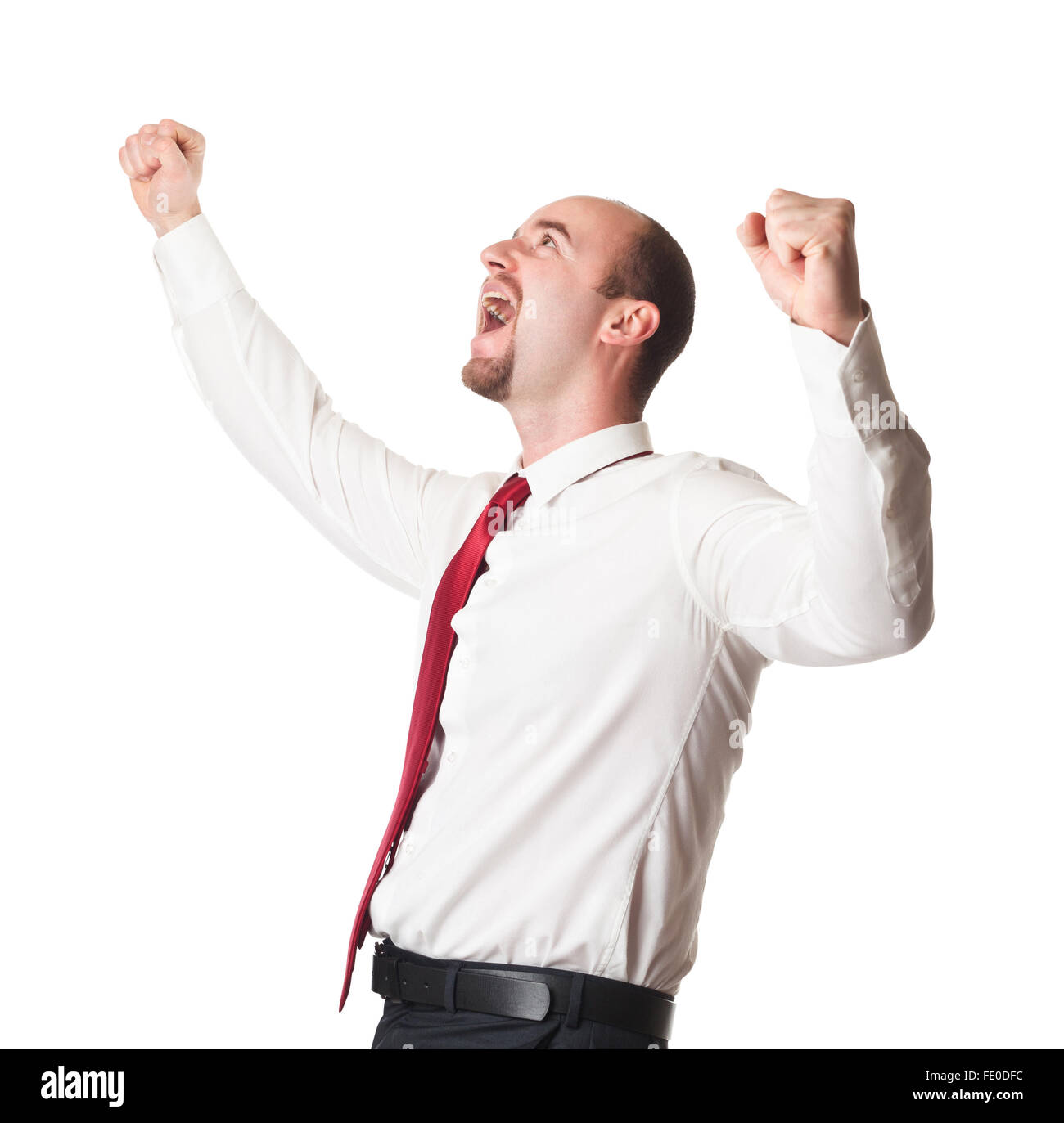 Happy man isolated on white Banque D'Images