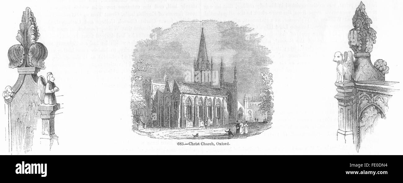OXON : tête de pavot, Oxford ; l'Église du Christ ; -, ancien 1845 Banque D'Images
