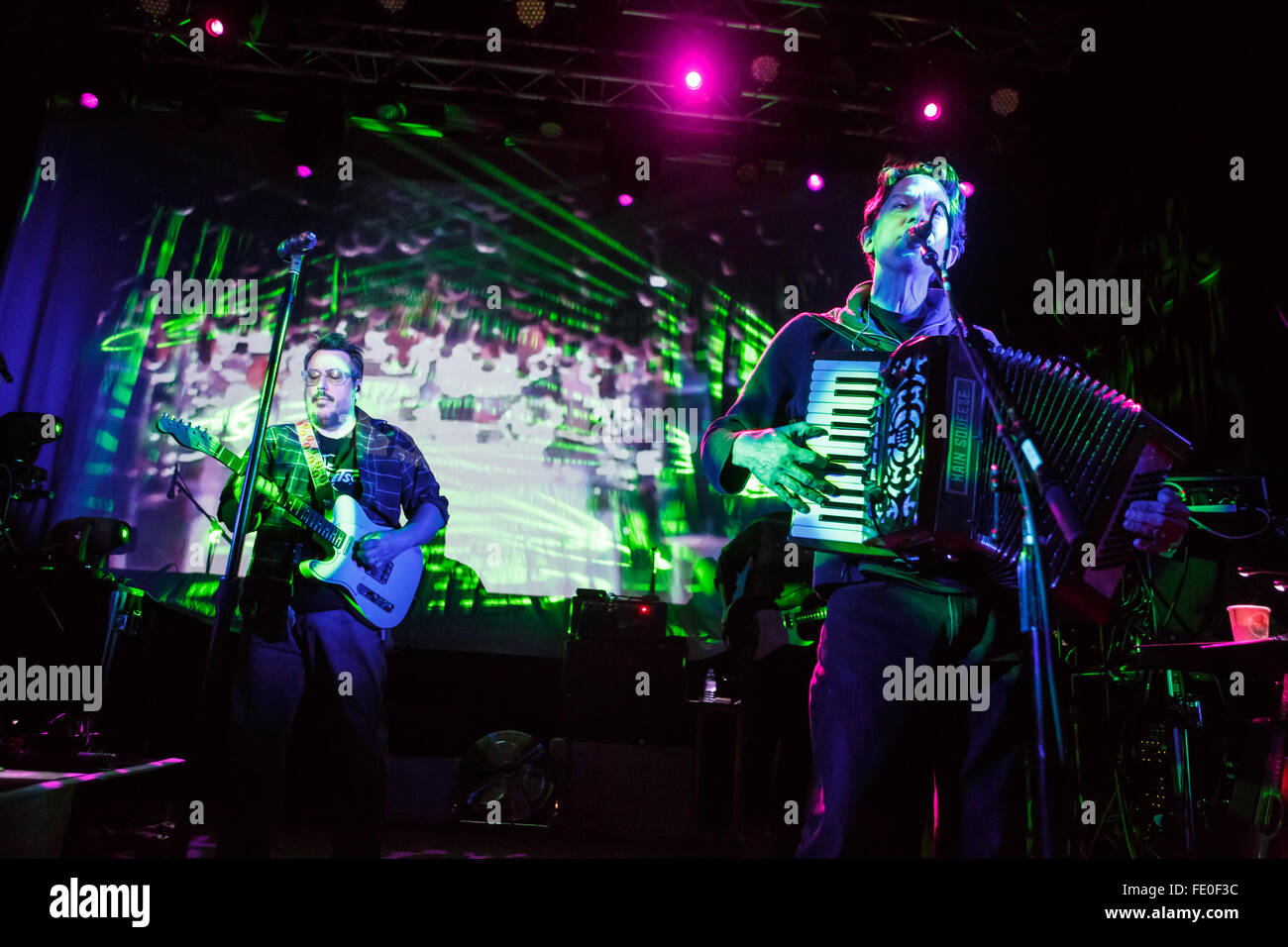 1er février 2016. Manchester, UK. Nous joindre alternative band Man en concert à l'Academy de Manchester. Banque D'Images