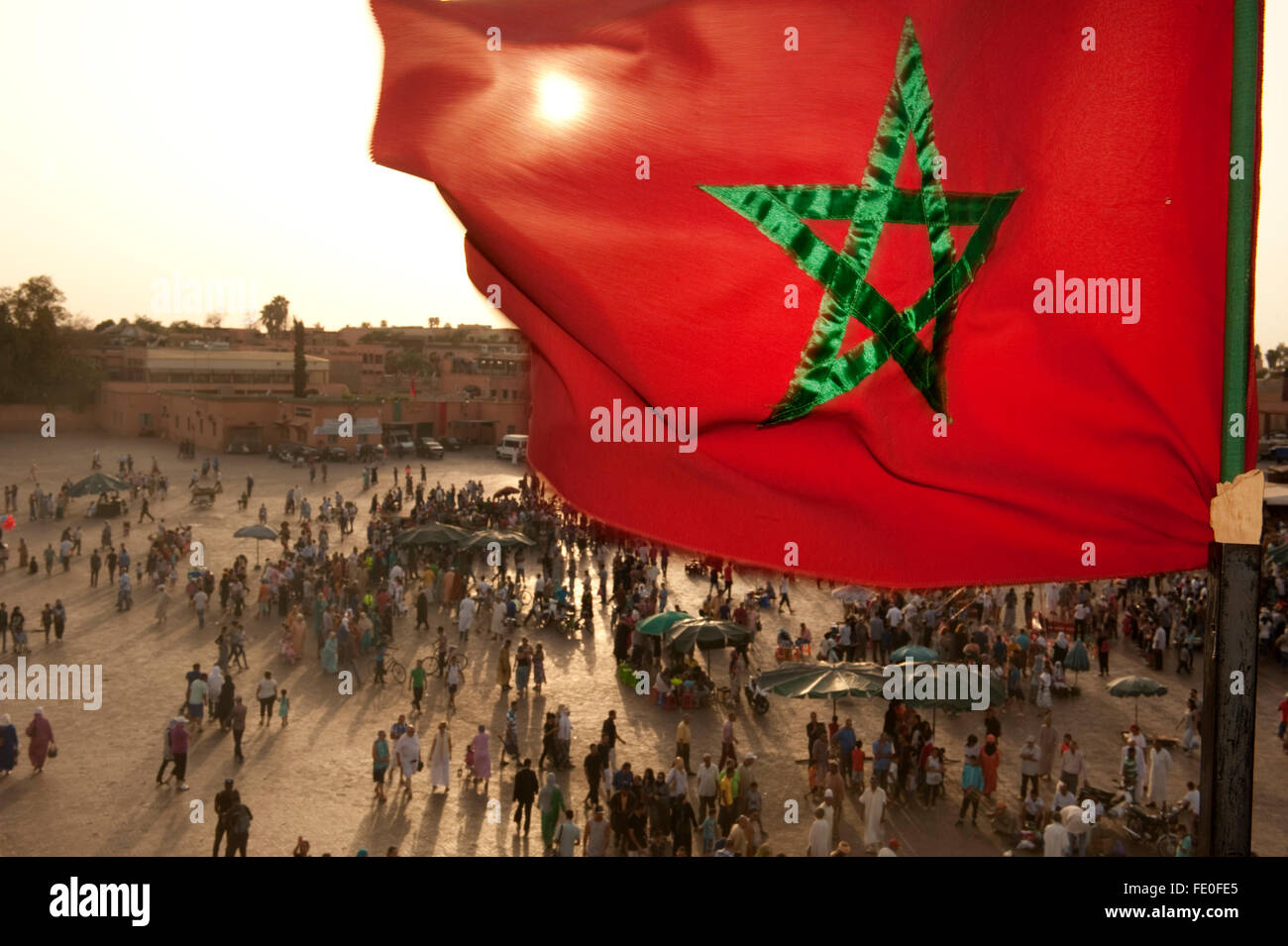 Drapeau de Marrakech, Maroc Banque D'Images