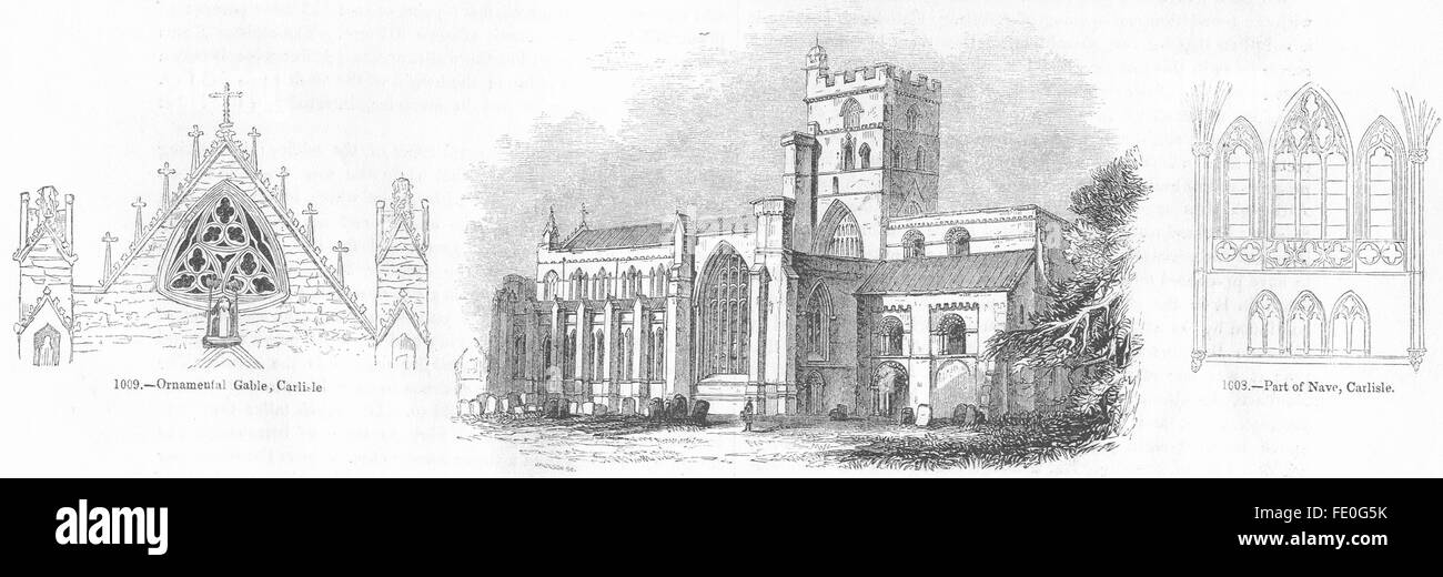 CUMBS : Gâble, Carlisle ; Cathédrale ; Nef , ancien 1845 Banque D'Images