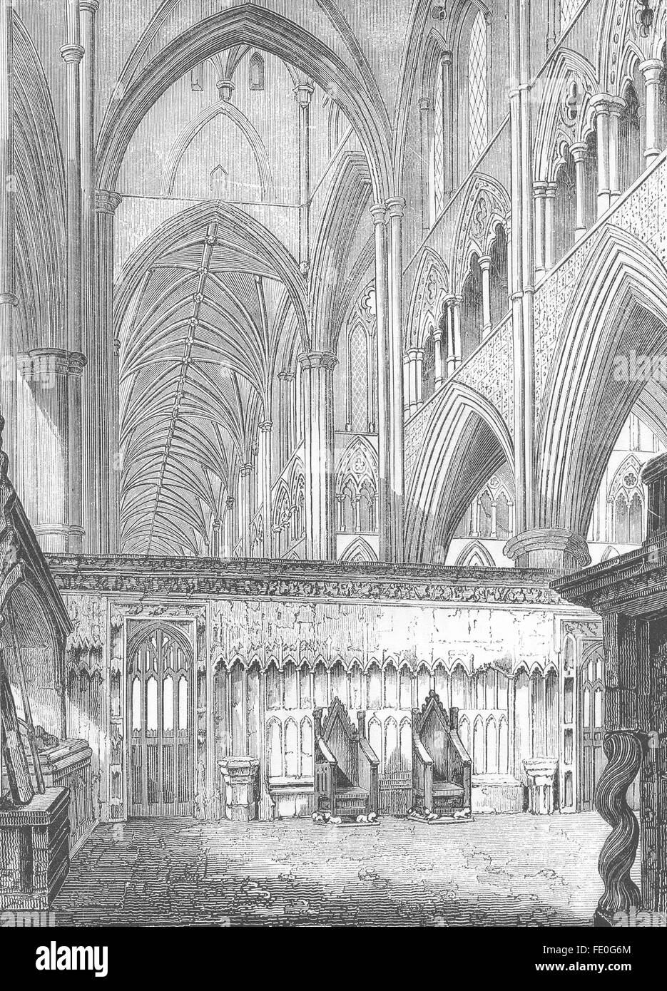 Londres : nef, l'abbaye de Westminster, à l'ouest de l'ancien, 1845 Banque D'Images