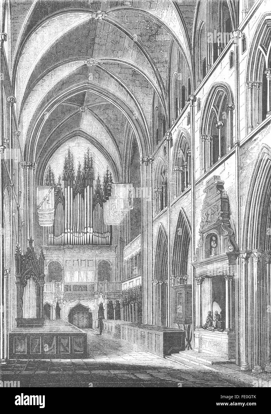 Irlande : le Chœur de la Cathédrale St Patrick, antique print 1845 Banque D'Images