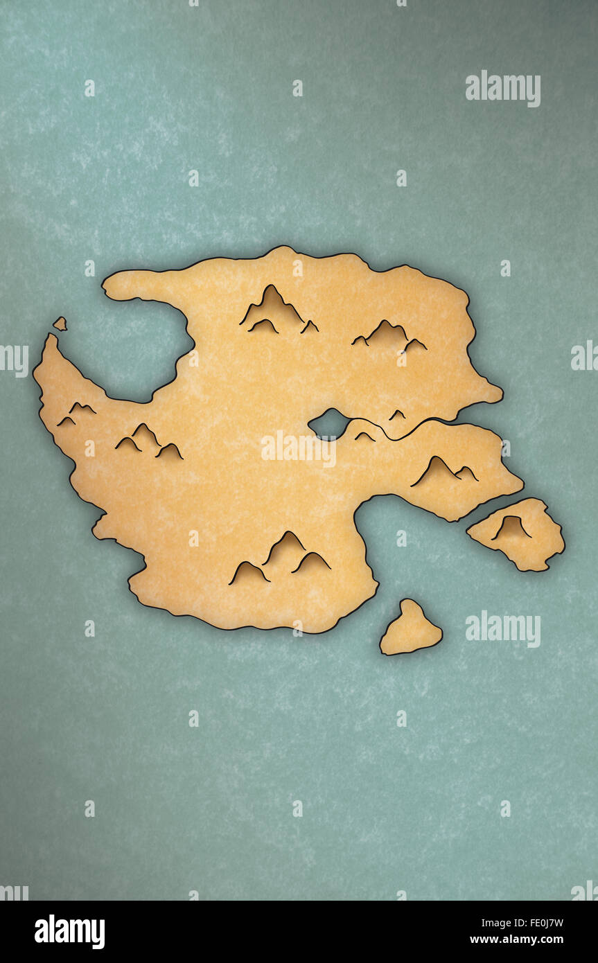Mobilier de à la carte d'une île sur papyrus-comme le papier Banque D'Images