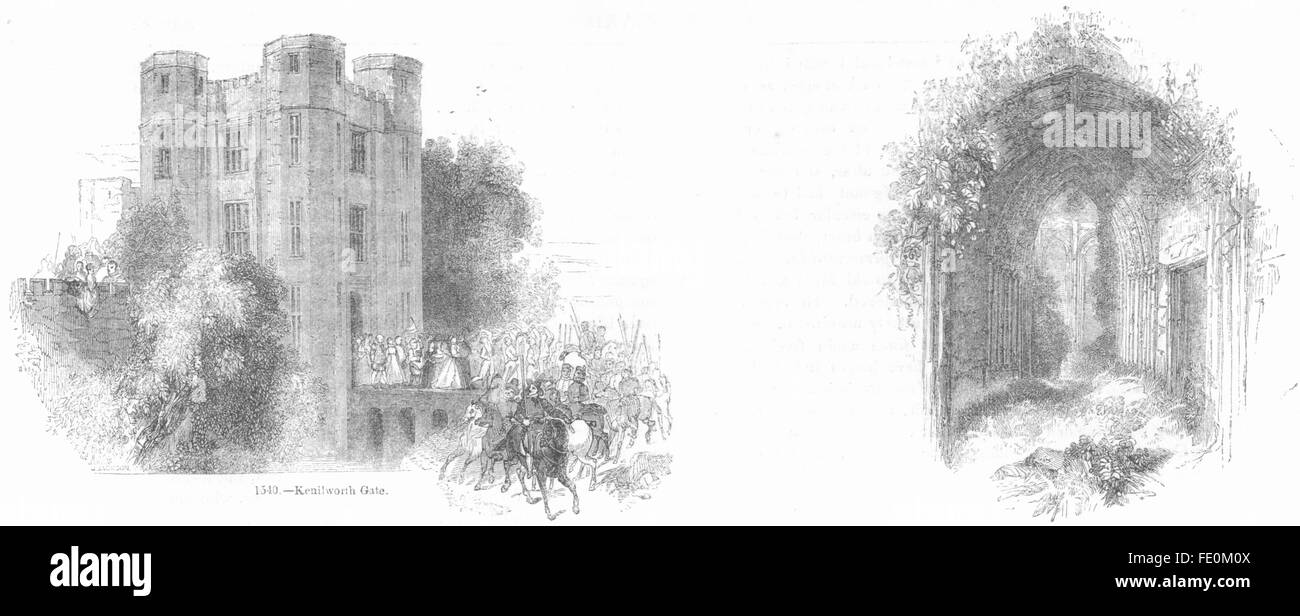 WARCS : Kenilworth gate : accès au hall , ancien 1845 Banque D'Images