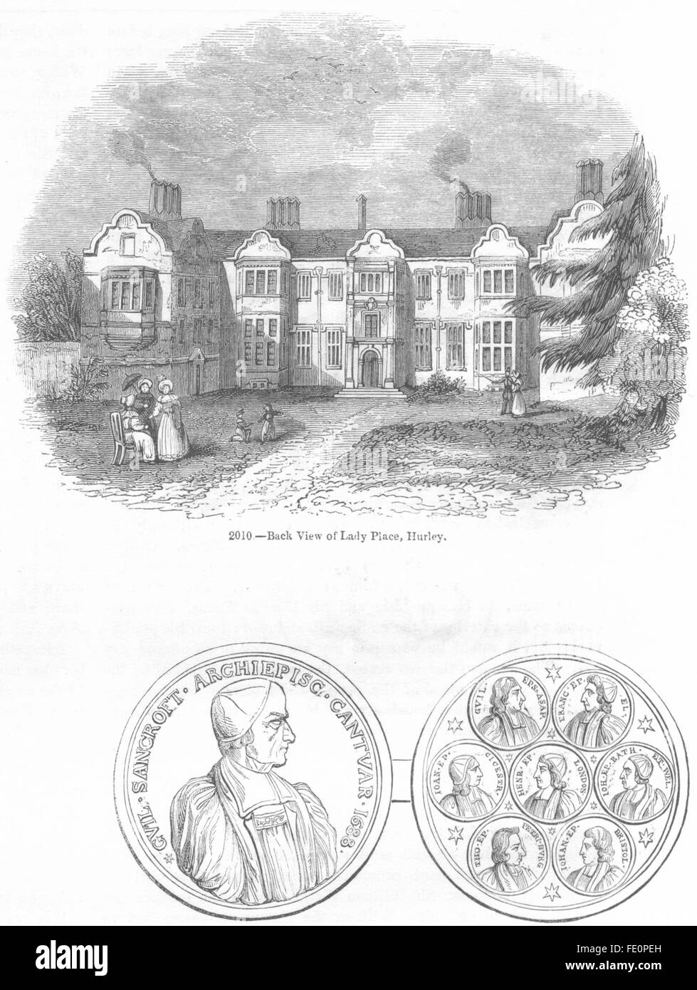 HURLEY : Dame Place ; &Évêques pétitions médaille, ancien 1845 Banque D'Images