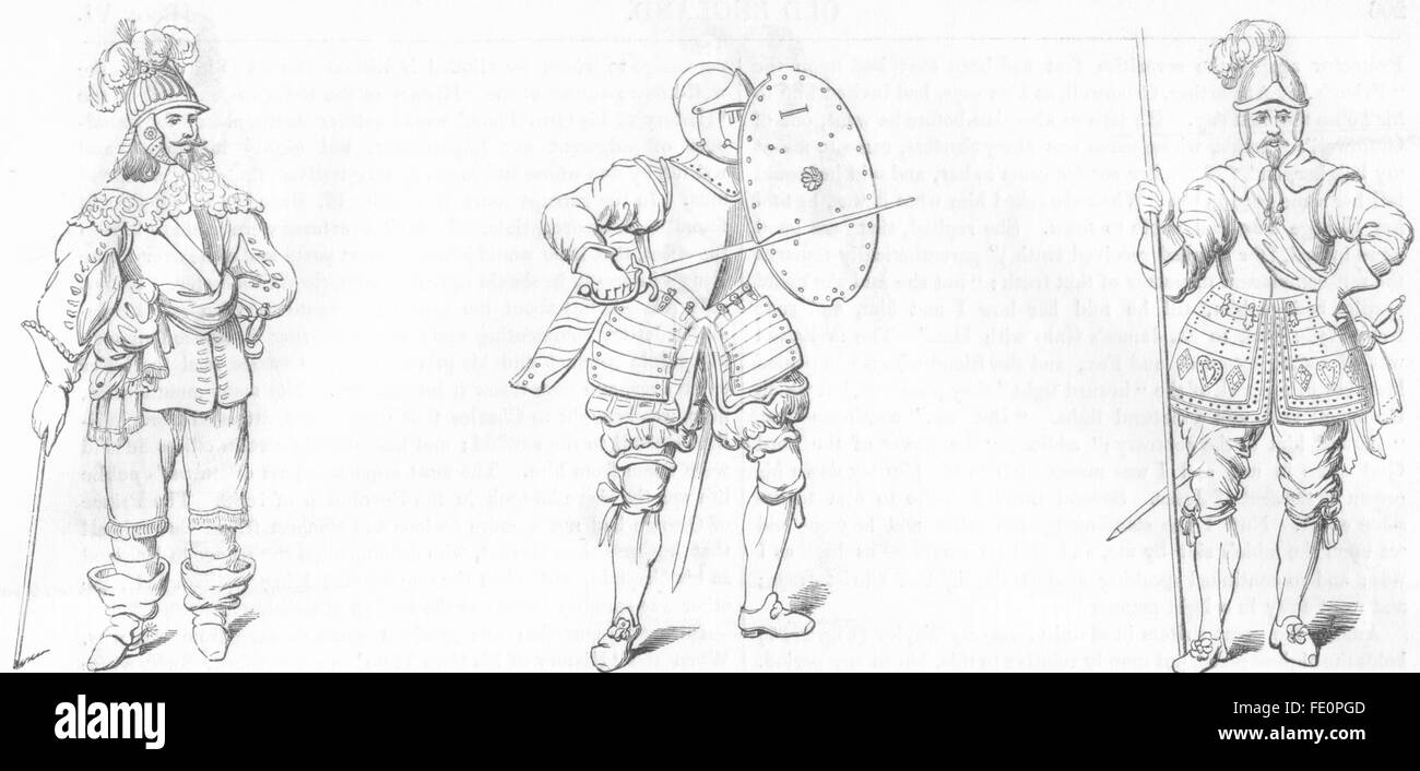 MILITARIA : troupes ; armure ; Pikeman(Goodrich), antique print 1845 Banque D'Images