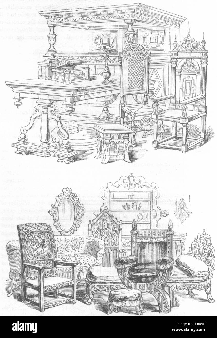Meubles décoratifs : de 16ème siècle , ancien 1845 Banque D'Images
