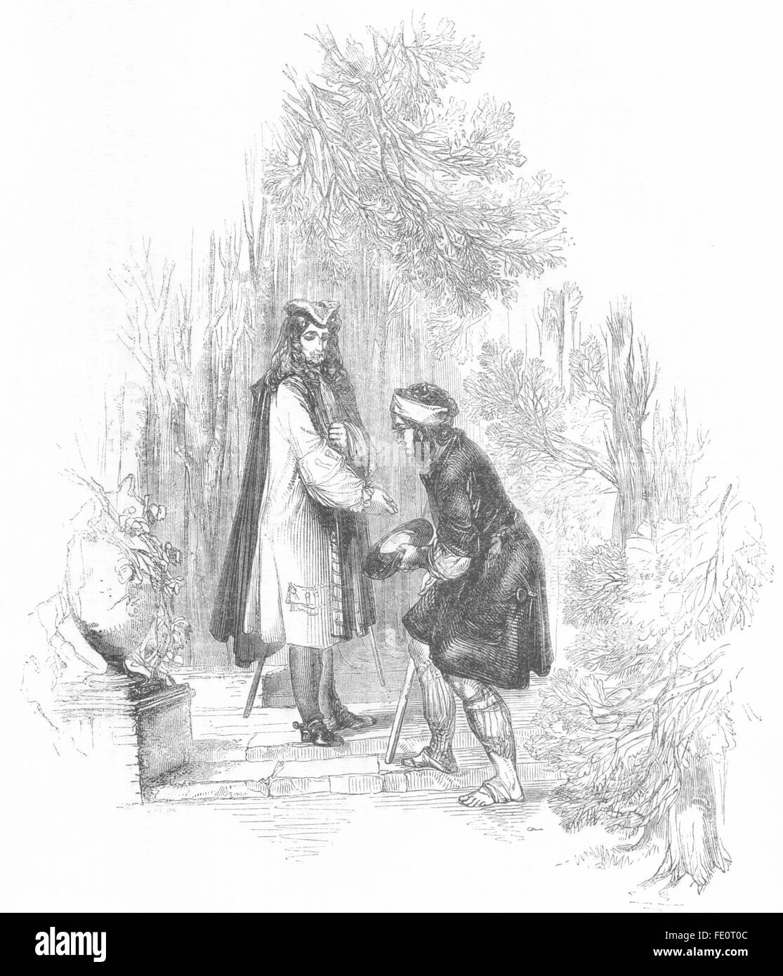 PORTRAITS : Roger de Coverley et mendiant, antique print 1845 Banque D'Images
