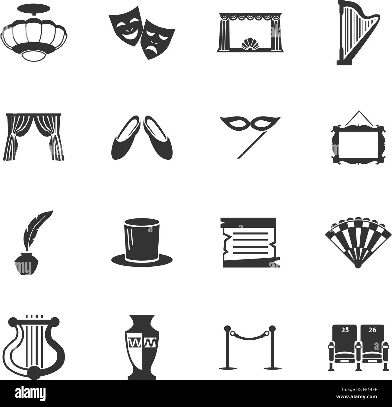 Theatre icons set Illustration de Vecteur