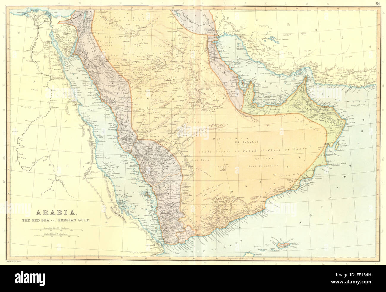 L Arabie La Mer Rouge Et Du Golfe Persique Aden Oman Qatar Arabie Saoudite Emirats Arabes Unis Blackie 13 Map Photo Stock Alamy