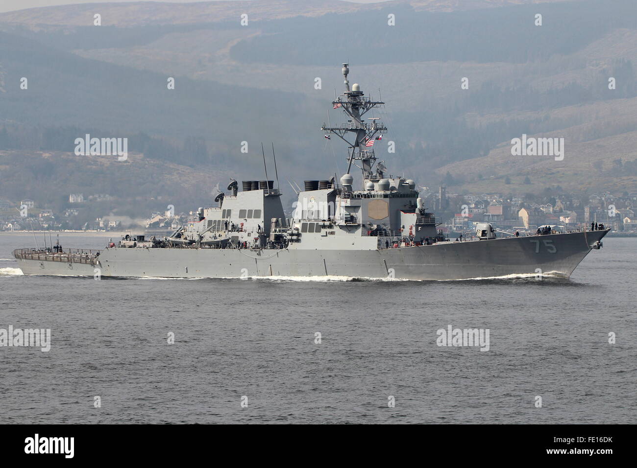 USS Donald Cook (DDG-75), et le destroyer de classe Arleigh Burke de l'US Navy, arrive dans la Clyde pour l'exercice Joint Warrior 15-1 Banque D'Images