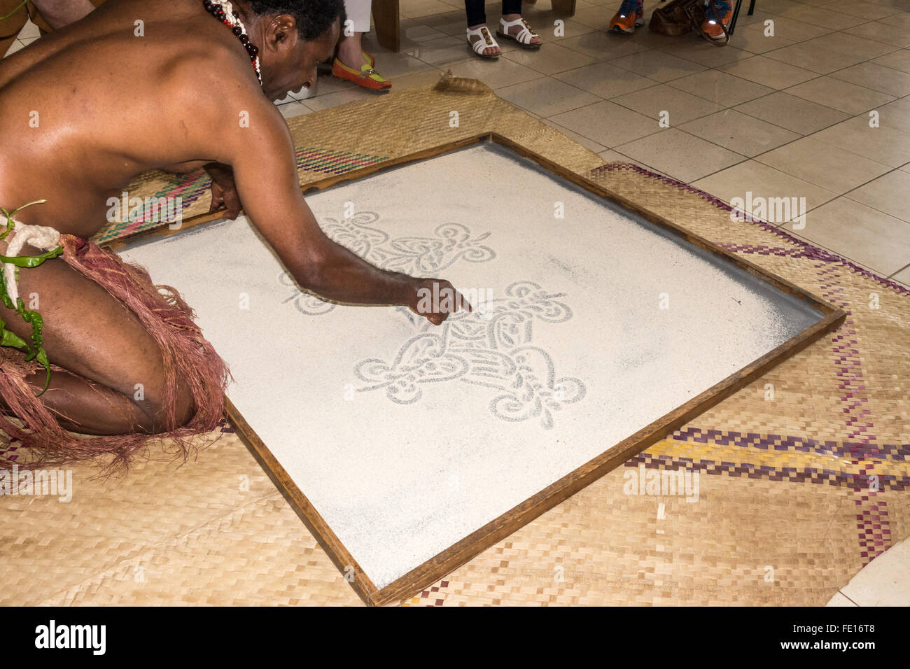 Dessin sur sable du Vanuatu (sandroing). Banque D'Images