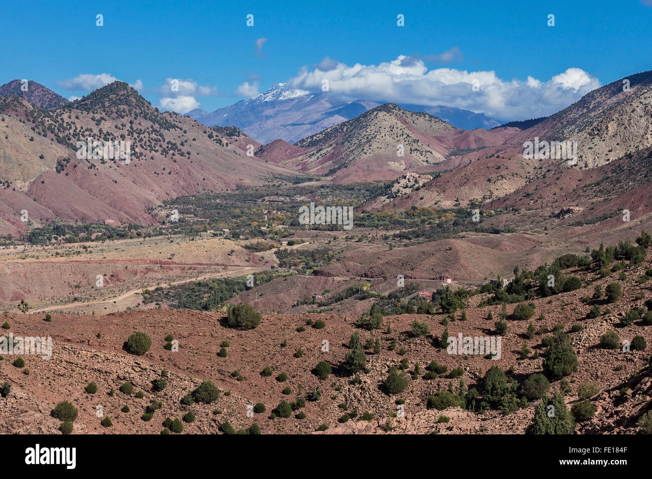 Paysage de montagne dans les montagnes du Haut Atlas, Maroc, Afrique Banque D'Images