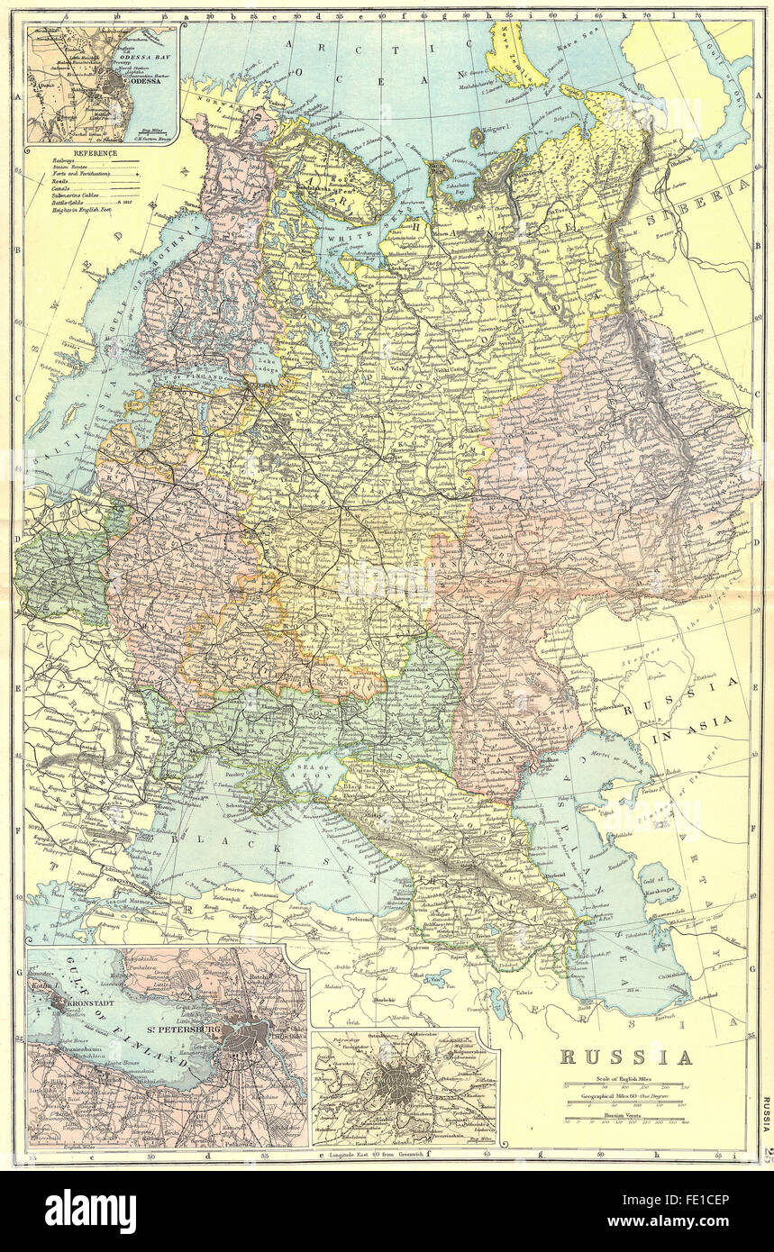 La Russie Moscou St Petersbourg Odessa 1905 Carte Antique Photo Stock Alamy