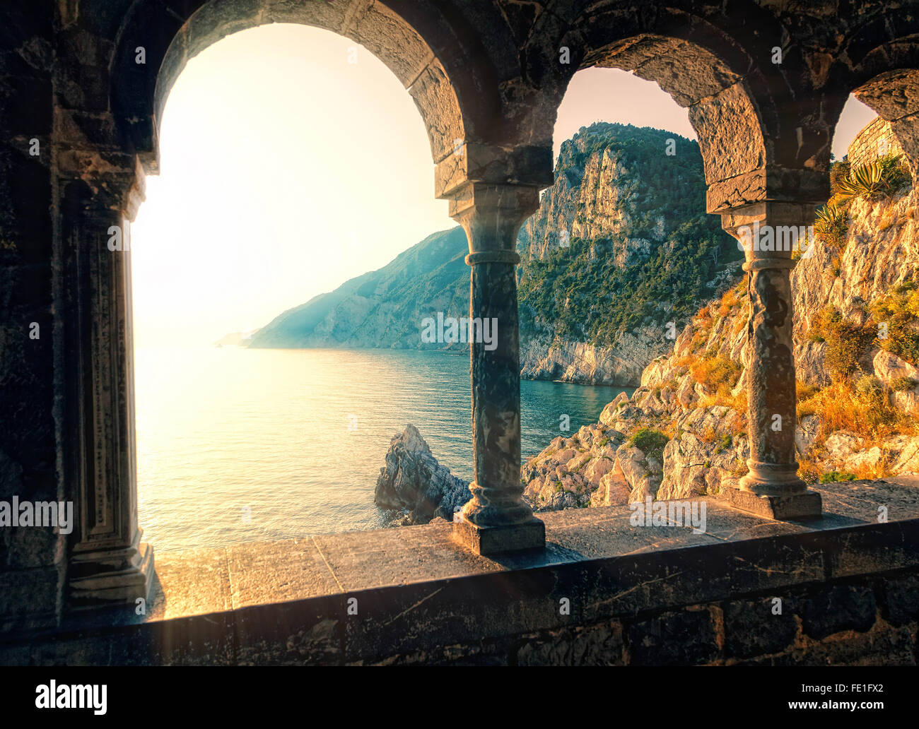 Coucher du soleil à Porto Venere Banque D'Images