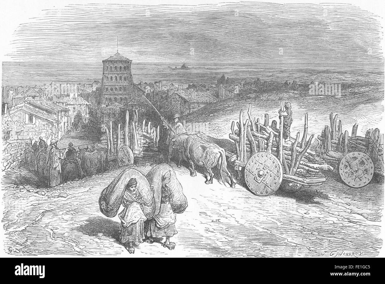 Espagne : Sahagun, province de Leon, antique print 1881 Banque D'Images