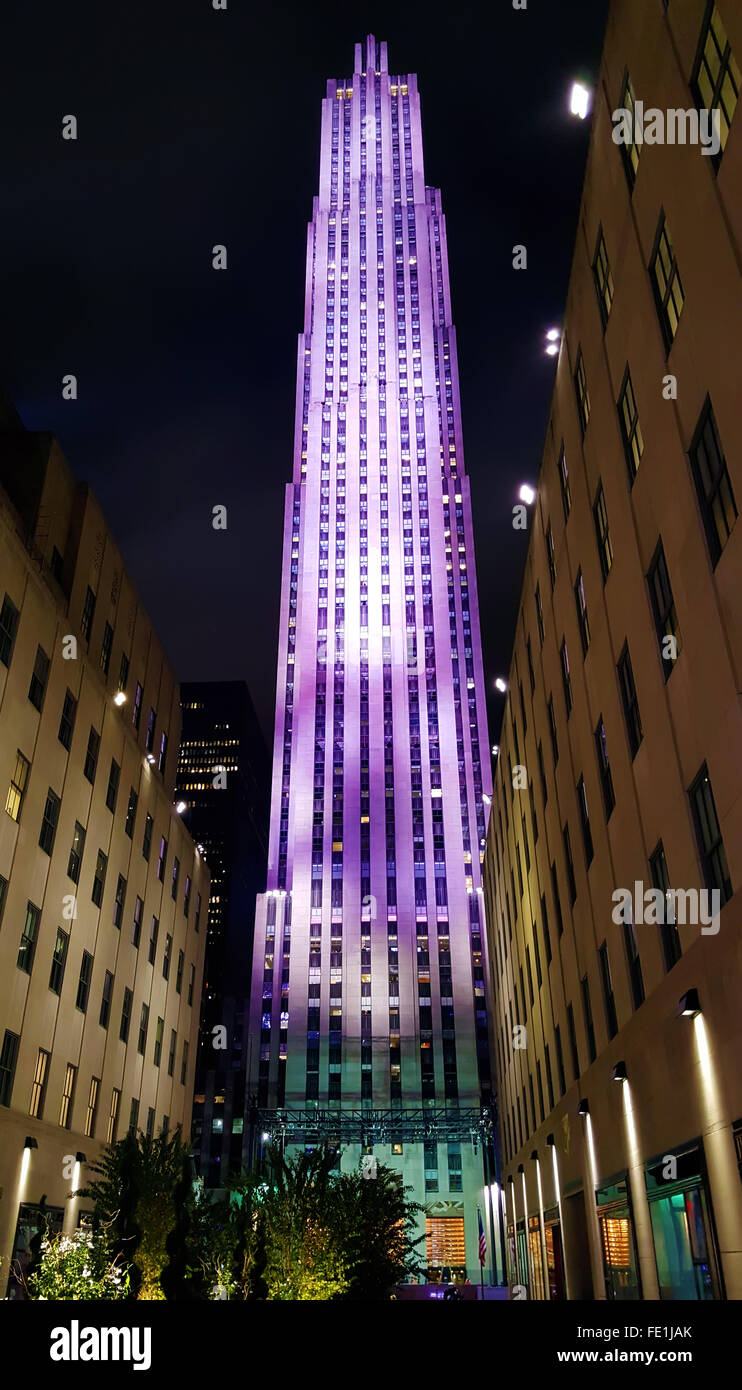 Gratte-ciel de new york city night lights Banque D'Images