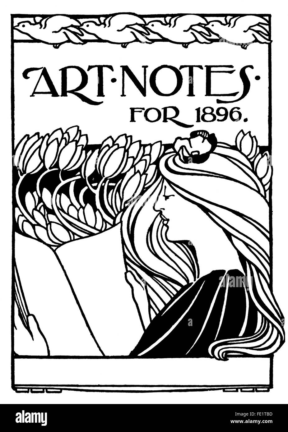 Notes pour l'art, art nouveau 1896 Couverture de livre design par Arthur Maude de Chelsea, Londres, 1897 Illustration ligne Studio Magazine Banque D'Images
