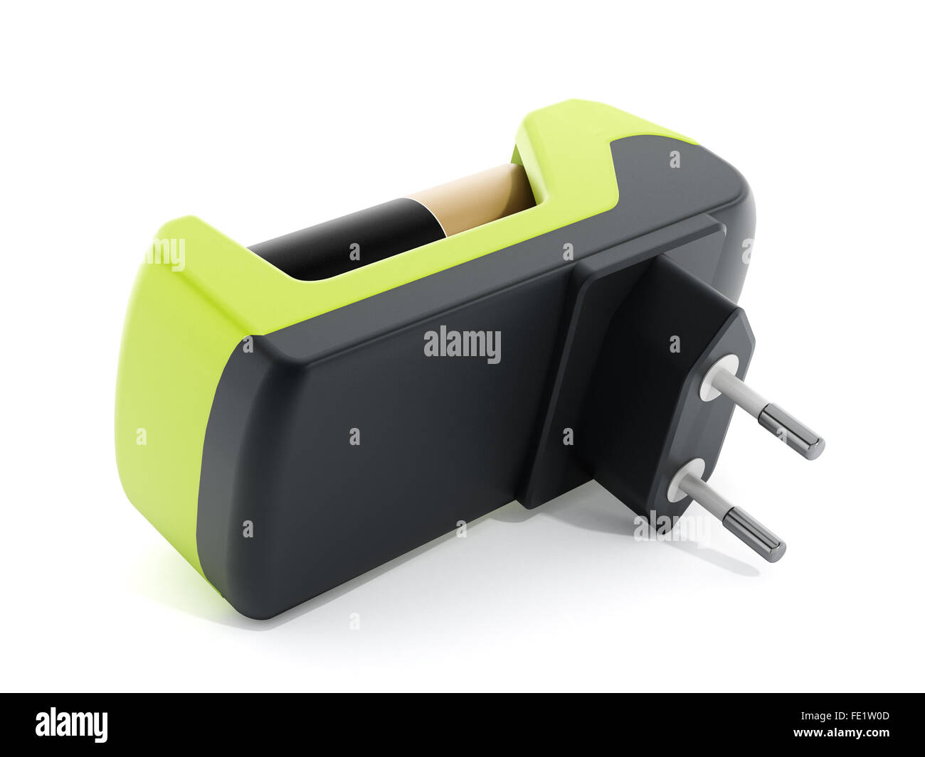 Chargeur de batterie avec des piles AA isolés à l'intérieur isolé sur fond blanc Banque D'Images