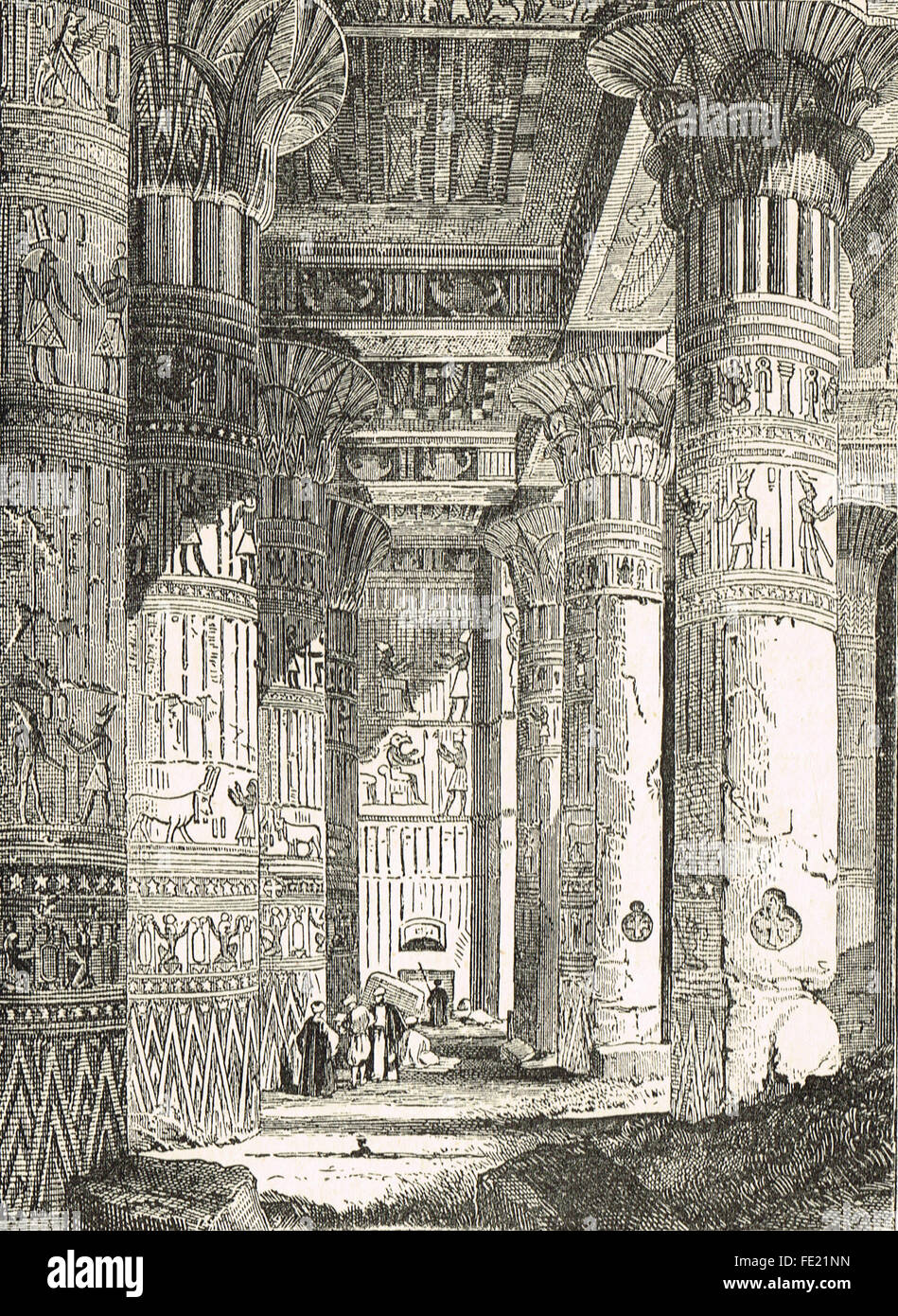 Cour du Temple de gravure à Philae en Egypte Banque D'Images