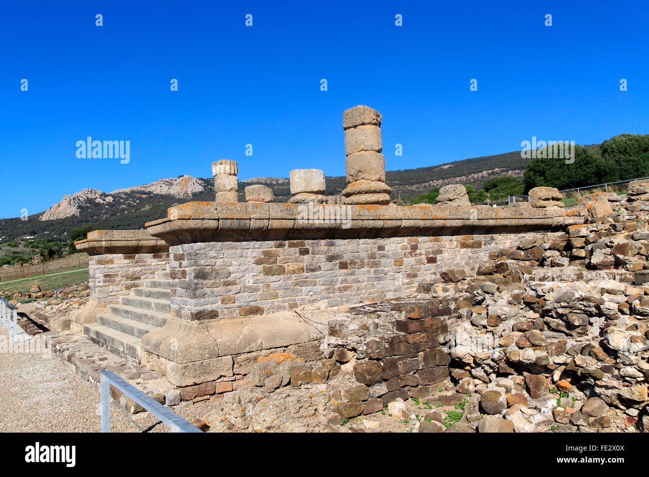 Temple de Baelo Claudia, site romain de la province de Cadix, Espagne Banque D'Images
