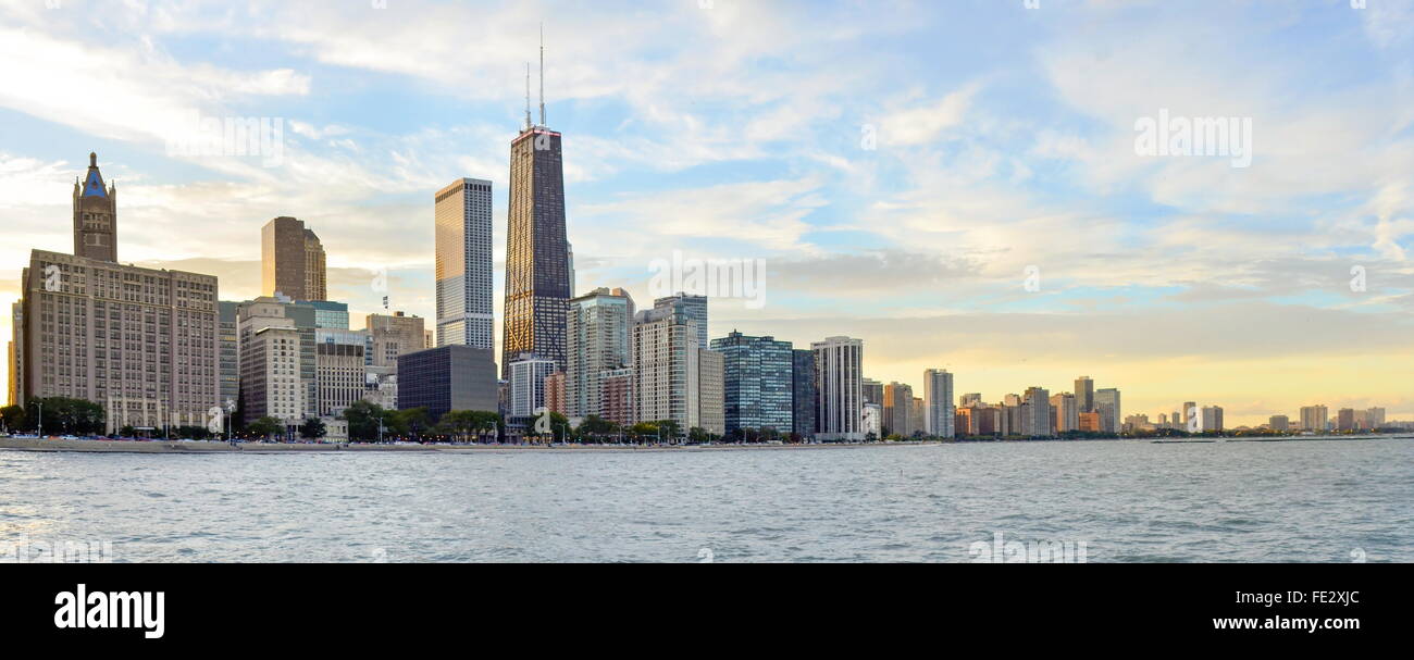 Immense panorama de la zone côtière de Chicago Banque D'Images