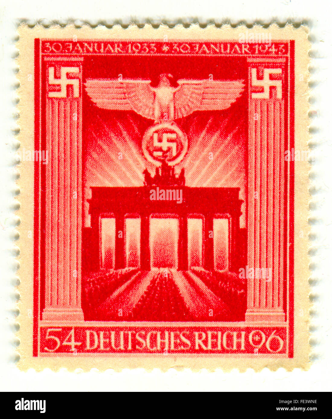 Un timbre imprimé en Allemagne montre image de l'anniversaire de l'Empire allemand, vers 1943. Banque D'Images