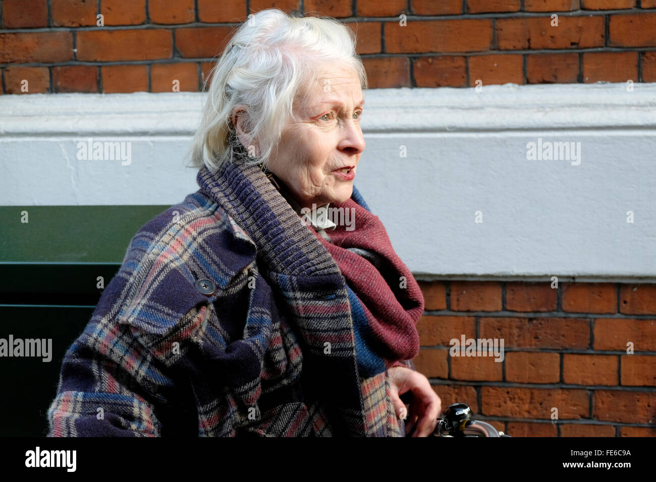 London, UK, 4 février 2016. Le créateur de mode britannique Dame Vivienne Westwood visite le fondateur de WikiLeaks Julian Assange, à l'ambassade d'Equateur à Londres. Credit : Yanice Idir / Alamy Live News Banque D'Images