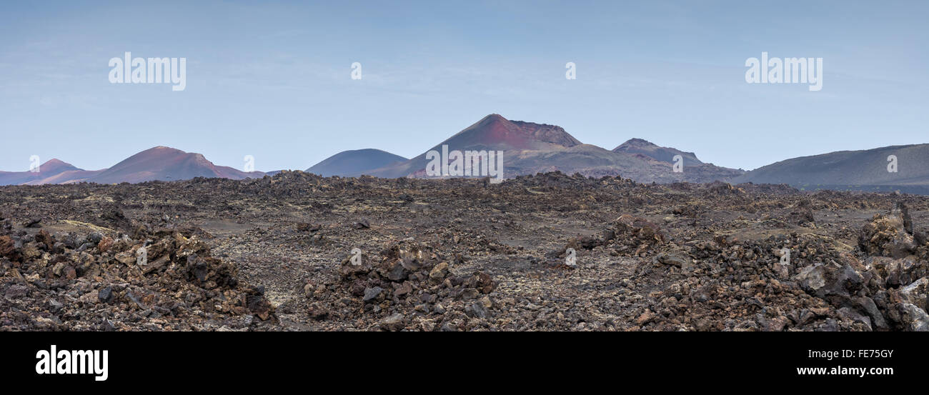 Désert de lave près du parc de Timanfaya, Lanzarote, Îles Canaries Banque D'Images