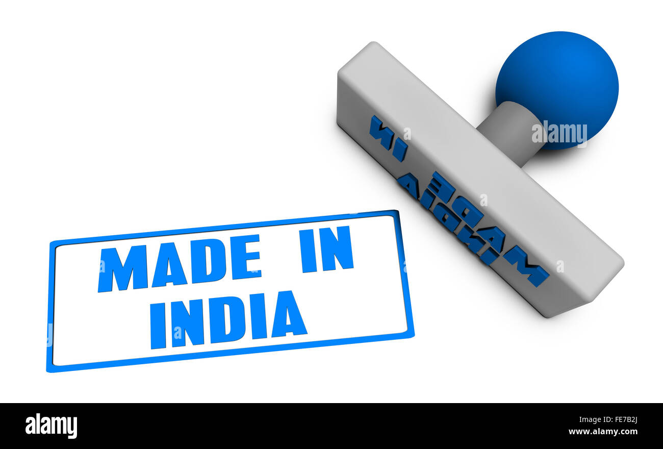 Made in India Stamp ou hacher sur papier en 3d Concept Banque D'Images