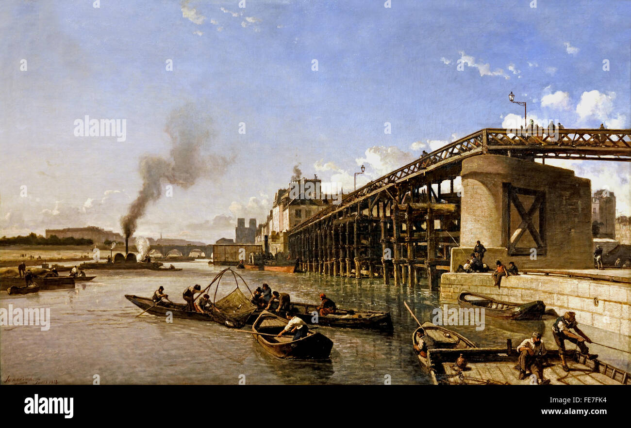 Vue sur Paris, la Seine, le quai sur Paris, la Seine, le quai 1853 Johan Jongkind (1819-1891) Néerlandais Pays-Bas Banque D'Images