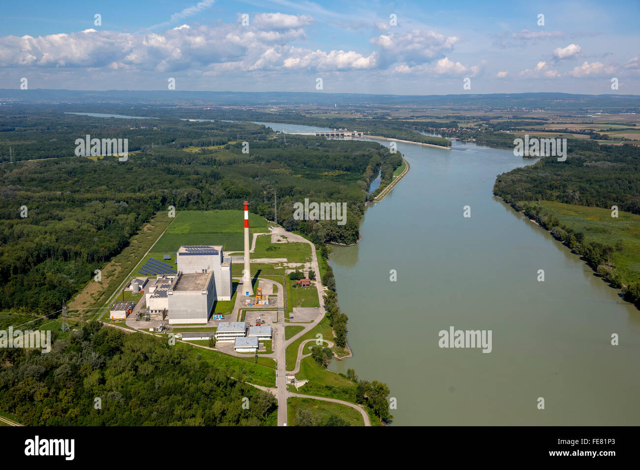 Vue aérienne, l'énergie nucléaire, centrale nucléaire de Zwentendorf Tullnerfeld, réacteur nucléaire, l'eau bouillante Banque D'Images Vue aérienne, l'énergie nucléaire, centrale nucléaire de Zwentendorf Tullnerfeld, réacteur nucléaire, l'eau bouillante Banque D'Images
