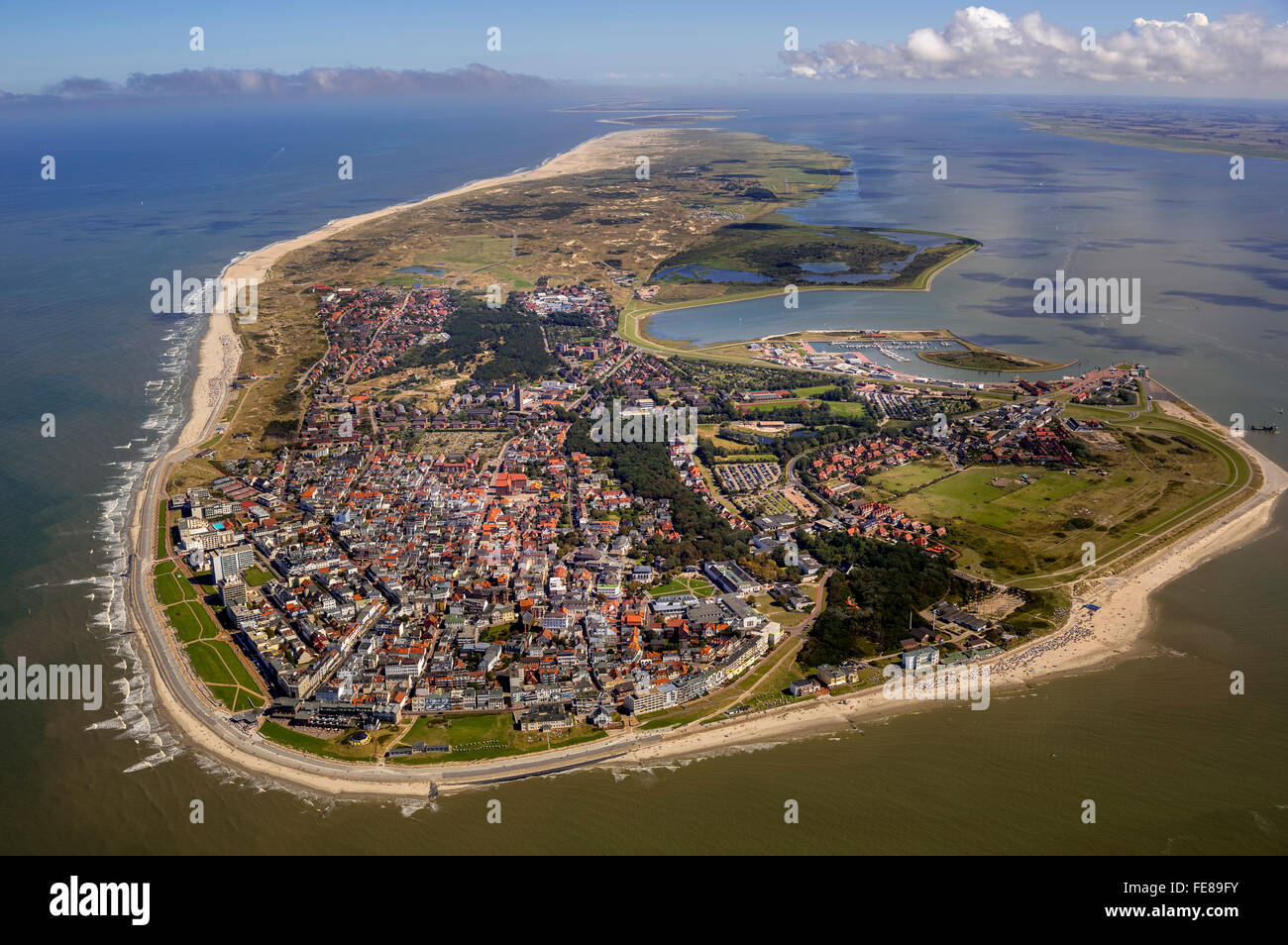 Vue aérienne, place, ouest de l'île de Norderney, mer des Wadden, vue aérienne, Norderney, Mer du Nord, l'île de la mer du Nord, îles de la Frise Orientale Banque D'Images