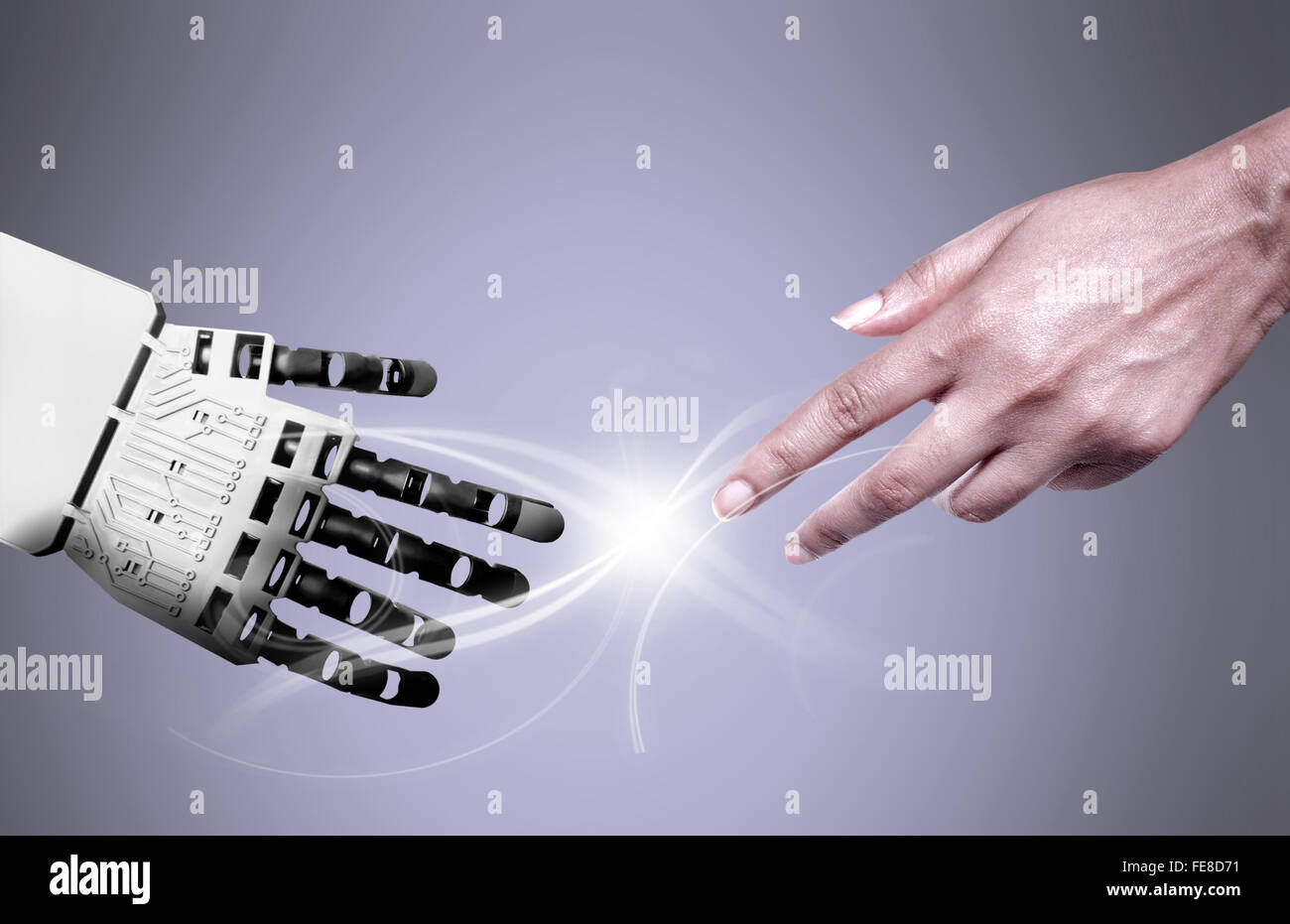 Robot et les droits de l'touchant la liaison Banque D'Images