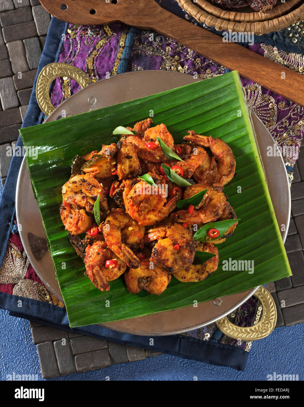 Crevettes tawa. Frit épicé masala crevettes. L'alimentation de l'Inde Banque D'Images