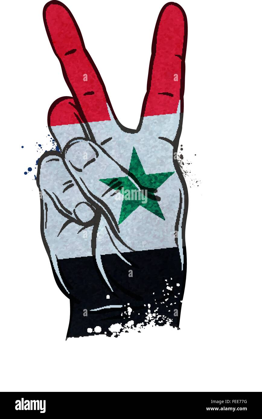Geste de la main de victoire. flag Syrie. vector illustration Illustration de Vecteur