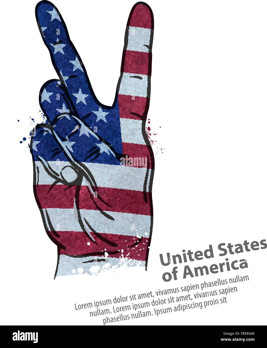 Geste de la main de victoire. flag usa, united states. vector illustration Illustration de Vecteur
